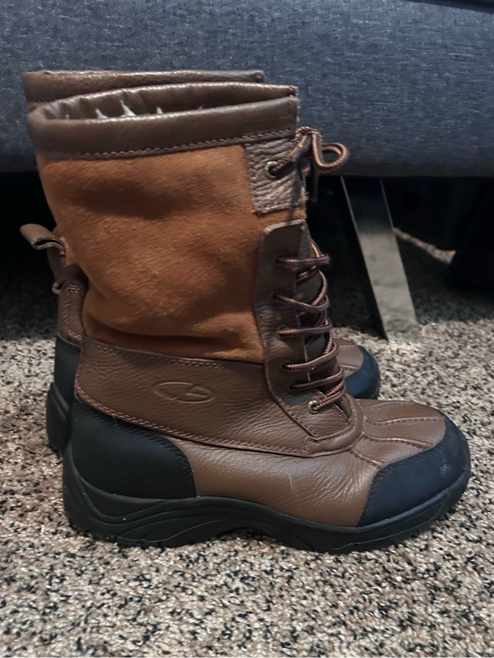 50%offw❤️ Champion Naoma Brown Leather Insulated Lace Up Snow Boots Women'9